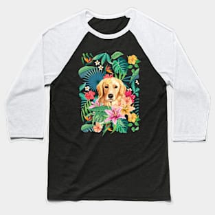 Tropical Golden Retriever Puppy 1 Baseball T-Shirt